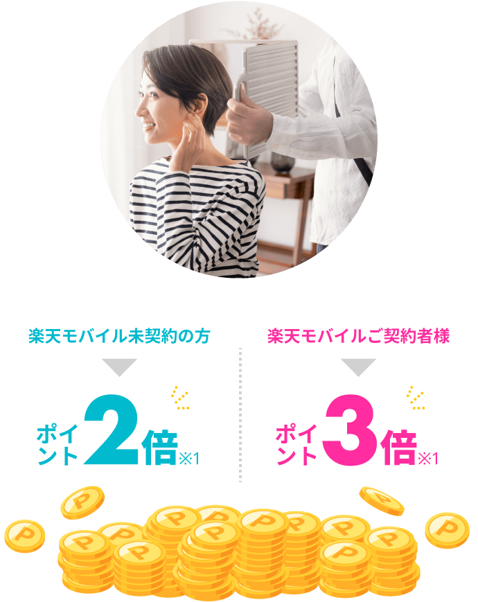 楽天モバイル未契約の方 ポイント2倍*1 楽天モバイル契約者様 ポイント3倍*1